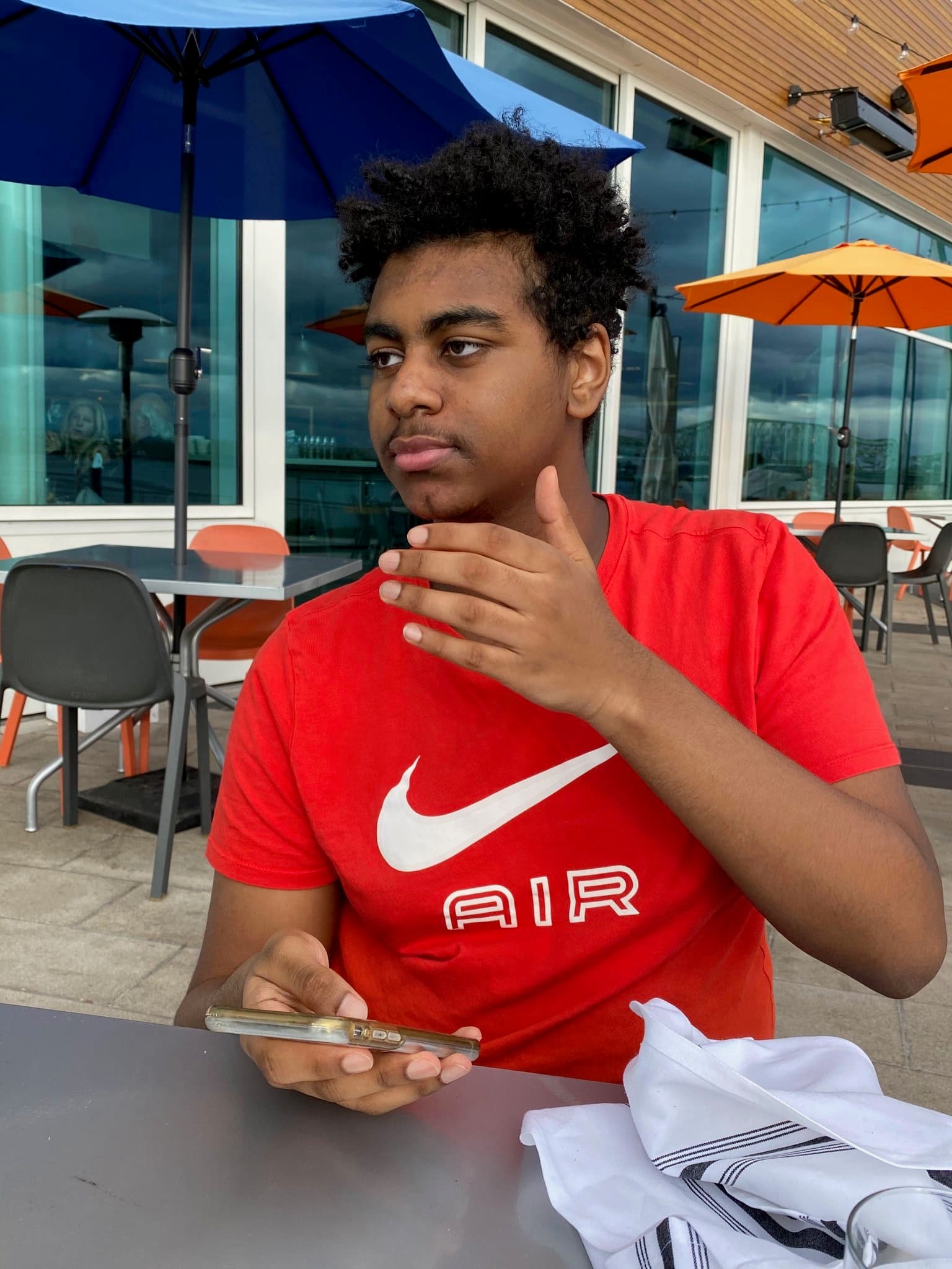 Henos at a restaurant
